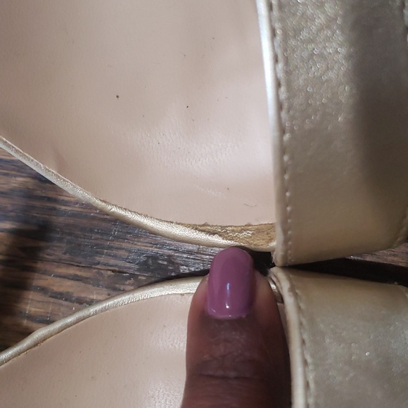 Gold Block Heels Open Toe - Picture 4 of 16